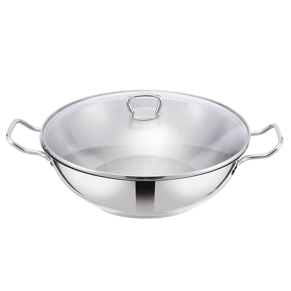36*9CM Lasikannella kaksipuolinen kahva wok JY-3609ST